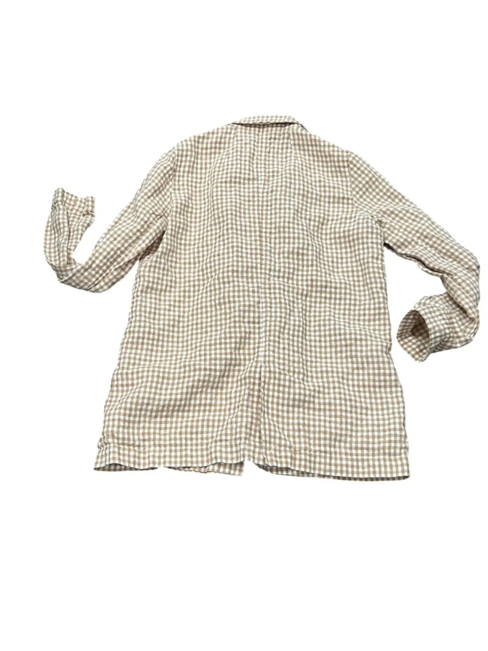 Madewell Linen Blazer Jacket Women's Size S Small Tan Gingham - Picture 4 of 4